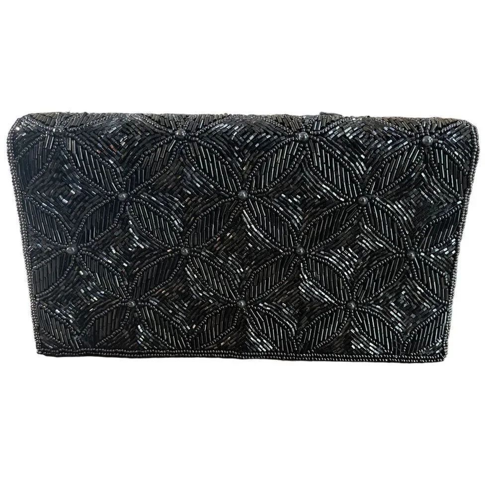Vintage Carla Marchi black beaded evening bag